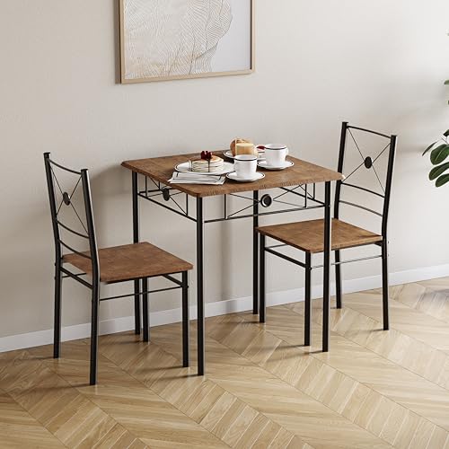 Vida Designs Roslyn Dining Table and Chair Set, Kitchen Breakfast Modern Contemporary Furniture Set (Dark Wood, 2 Seater)