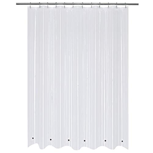 Mrs Awesome Shower Curtain Liner with 6 Magnets Clear Thick PEVA, Premium Waterproof Plastic Shower Curtain Standard Size 72 x 72 inch, Clear