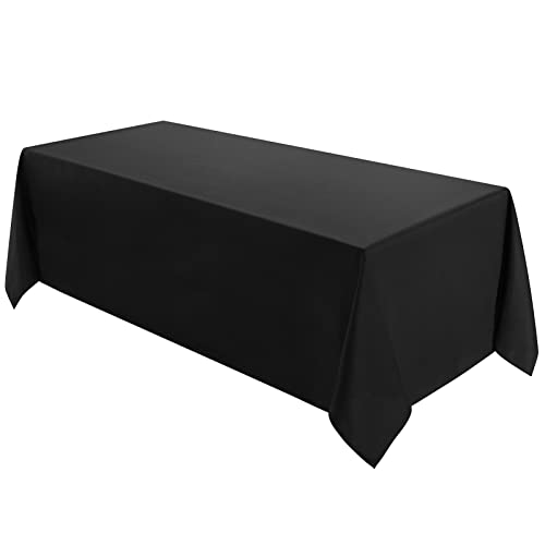 VidaFete 90 * 132 inch Rectangle Tablecloth Polyester Table Cloth???Stain Resistant and Wrinkle Polyester Dining Table Cover for Kitchen Dinning Party Wedding Rectangular Tabletop (Black)