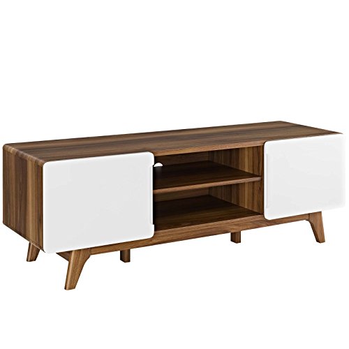 "Modway Tread Mid-Century Modern 59 Inch TV Stand, 59"", Walnut White"