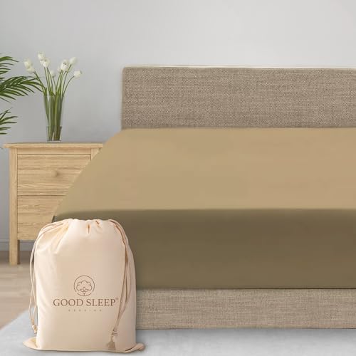 Good Sleep Bedding 800 Thread Count Queen Fitted Sheet with Elastic All Around 100% Egyptian Cotton Sateen Weave, Upto 18 inches Taupe