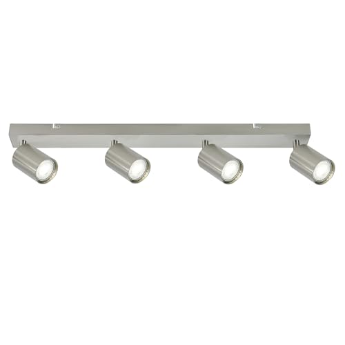Integral LED Siena 4 Way GU10 LED Spotlight Bar - Modern Indoor Ceiling Light Fitting - Adjustable and Rotatable - Ideal for Living Room, Bedroom, Kitchen and Dining Room - Premium Satin Nickel Finish