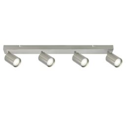 Integral LED Siena 4 Way GU10 LED Spotlight Bar - Modern Indoor Ceiling Light Fitting - Adjustable and Rotatable - Ideal for Living Room, Bedroom, Kitchen and Dining Room - Premium Satin Nickel Finish
