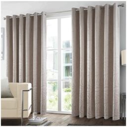 GC GAVENO CAVAILIA Printed Velvet Blackout Curtain - 100% Polyester Thermal Insulated Eyelet Curtains for Living Room, 66x72 Inch Large Window Drapes - Soft Thick Kitchen Curtains 2 Panels - Natural