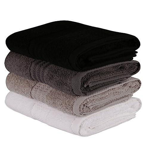 WELL HOME MOBILIARIO & DECORACIÓN Hand Towel Set (4 Piece) White, Grey, Dark Grey and Black