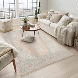 Rugs by Desire Maia Washable Living Room Area Rug – Soft Polypropylene Weaving, Low Pile, Non Slip Cotton Backing for Elegant Indoor Spaces, Coral, 120 x 180 cm (Rectangular)