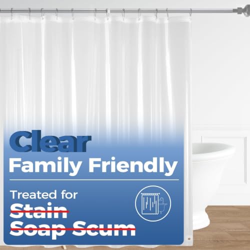 "downluxe Set of 3 Waterproof Clear Shower Curtain Liner - PEVA Lightweight Plastic Shower Liner with 3 Magnets, Shower Curtains for Bathroom, 72"" x 72"", Clear"