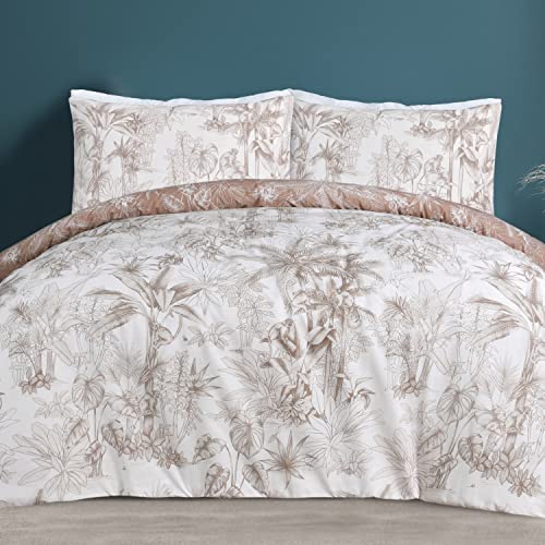 Sleepdown Tropical Monkey Reversible Duvet Cover Quilt Bedding Set with Pillowcase Soft Easy Care Bed Linen - Single (135cm x 200cm), Beige (5056557511815)