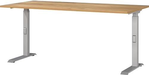 Germania Desk 7911-641, in Navarra oak repro/Silver, me. height setting, 160 x 91 x 80 cm (WxHxD)