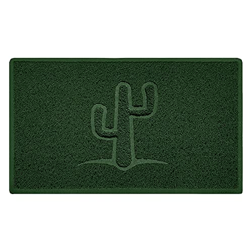 Nicoman Cactus Embossed Shape Door Mat Dirt-Trapper Washable Barrier Doormat-(Use Indoor or Sheltered Outdoor)-(75x44cm/29.5x17.3inches,Medium) Green