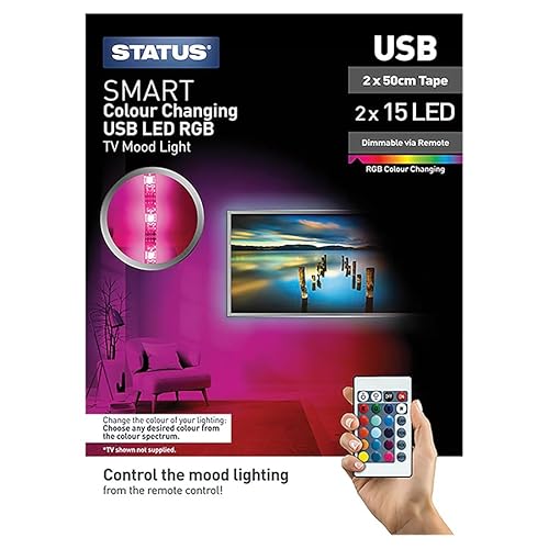Status 2 x 0.5 Mtr - LED TV Mood Light Tape - RGB Colour Changing - USB - Remote Control - SUSBTVMCL1PK6