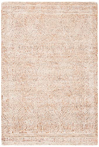 Safavieh Contemporary Rug for Living Room, Dining Room, Bedroom - Abstract Collection, Short Pile, in Ivory and Rust, 76 X 122 cm