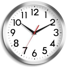 DAXSMY Wall Clock, Modern Wall Clocks Battery Operated, 10 Inch Simpel Silent Non-Ticking Clock Decorative for Kitchen, Office, Outdoor, Bedroom, Living Room, School, Classroom(Silver)