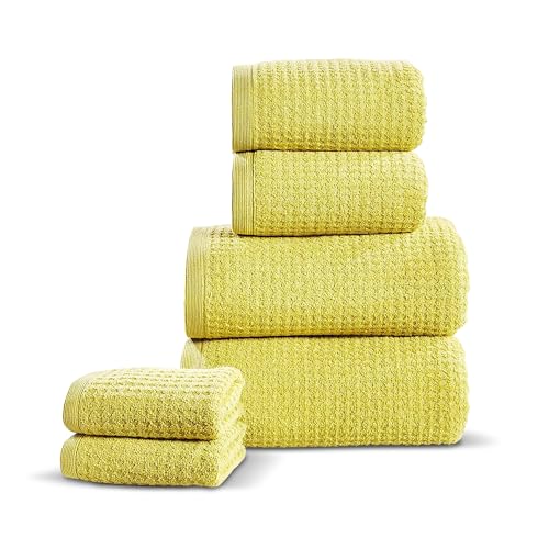 Rapport Six Piece Waffle Towel Bale Set 480gsm, Cotton, Jive Green, 6pcs Bale