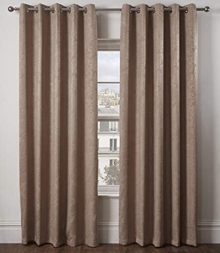 "Emma Barclay Regency - Elegant Woven Thermal Blackout Eyelet Curtains in Taupe - Width 66 x Drop 72"" (168 x 183cm)"
