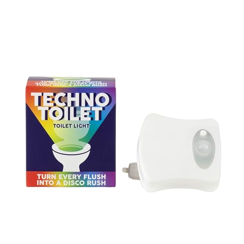 Gift Republic Techno Toilet Light Motion-Sensor Toilet Bowl Seat Light with 8 Colours Battery-Operated Novelty Night Light Body Motion Sensor Party Light Fun Novelty Gift Bathroom Accessory