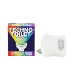 Gift Republic Techno Toilet Light Motion-Sensor Toilet Bowl Seat Light with 8 Colours Battery-Operated Novelty Night Light Body Motion Sensor Party Light Fun Novelty Gift Bathroom Accessory