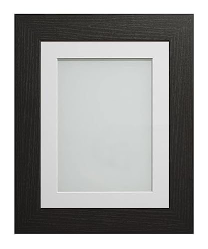 Frame Company Watson Matte Black Picture Photo Frame fitted with Perspex, 10x8 inch with Off-White Mount for image size 8x6 inch