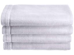 Creative Scents 100% Cotton Velour Fingertip Towels - 4 Pack 11 by 18 Inch – Decorative, Extra Absorbent and Soft Face Towel, Ideal for Bathroom and Powder Room (White)