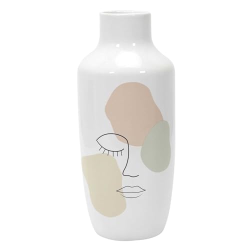 HOME DECO FACTORY, HD9109, Poetry Formal Ceramic Vase, Contemporary Design, Versatile Decorative Object, Ideal for Flowers or Decoration, Dimensions H29 cm, Colours: White, Pink, Green, Black