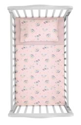 Minnie Mouse, Crib Sheet Set, 100% Cotton, Baby Bedding Set, Disney Mickey Mouse, Top Sheet, Fitted Sheet, Pillowcase, Pink