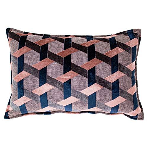 Paoletti Delano Polyester Filled Cushion, Blush/Navy, 40 x 60cm