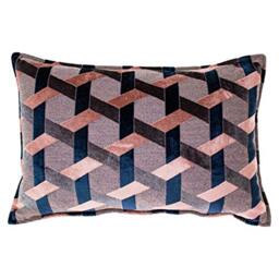 Paoletti Delano Polyester Filled Cushion, Blush/Navy, 40 x 60cm