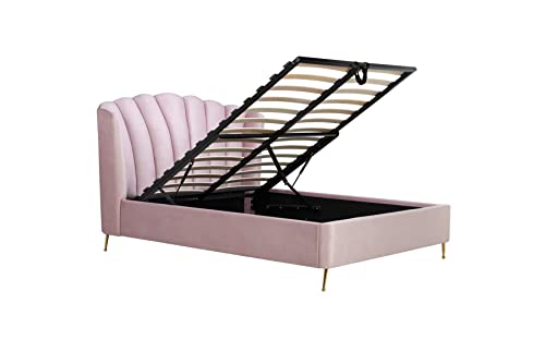 Birlea Pink King Size Ottoman Bed Frame 5FT Fabric Storage Bed Lottie Fan Design