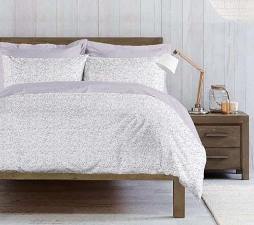 Homemania 013576 Mandy Duvet Cover Set for Bed, White/Purple, 150 x 200 cm