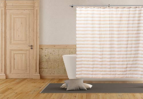 Home Maison Shower Curtain, White-Gold, 70x72