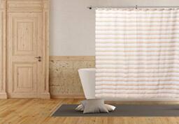 Home Maison Shower Curtain, White-Gold, 70x72