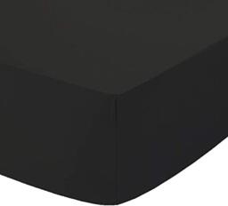 HIGH LIVING Fitted Sheets: Percale Plain Dyed Luxury Combed Non Iron Single Double King (Single, Black)
