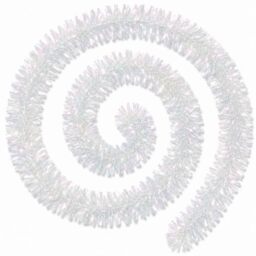 Chunky Christmas Tinsel Garland 2m Iridescent White Xmas Decoration
