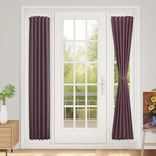 Vatge Side Door Window Covering, Sidelight Curtains for Glass Door, Kitchen Window, and French Doors, 1 Panel, W12 x L72, Nostalgia Rose