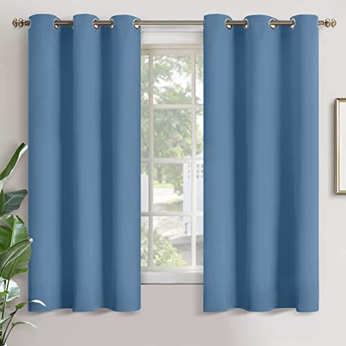 YoungsTex Denim Blue Blackout Curtains 68 Inch Length for Bedroom - Thermal Insulated Drapes with Grommet Room Darkening Window Treatments for Bedroom, 2 Panels, 42 x 68 Inch