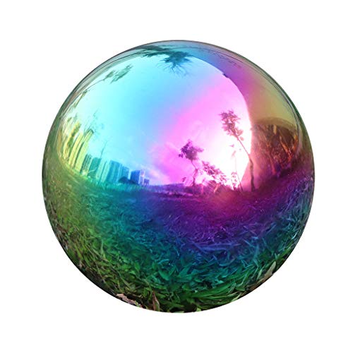 Folytiy USHome Rainbow Home Garden Gazing Globe Mirror Balls, Polished Stainless Steel Shiny Sphere, Ideal As a Housewarming Gift (6 Inch)