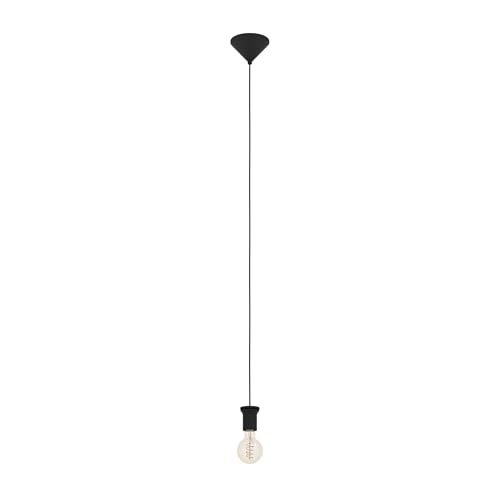 Eglo Pendant Lighting Capoliveri-E, Suspended E27 lamp, Cord Light Fixture for lampshades, Hanging lamp Socket, Canopy with Black Metal Cable