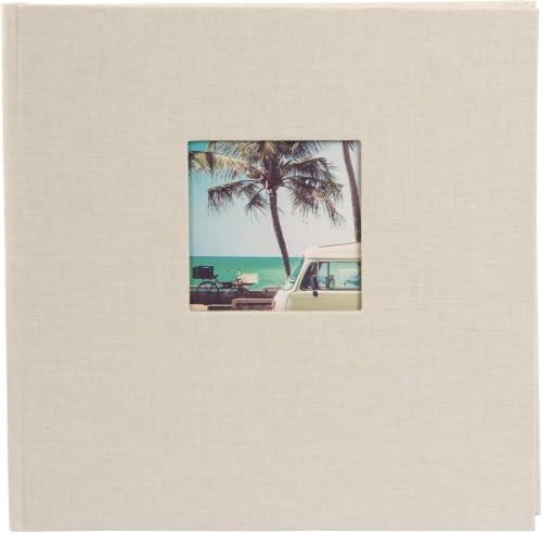 goldbuch Bella Vista 24 823 Photo Album with Picture Cut-Out, Sand Grey, Memory Album in Format 25 x 25 cm, Photo Album 60 White Pages with Glassine Dividers, Photo Book with Linen Cover, Light Grey