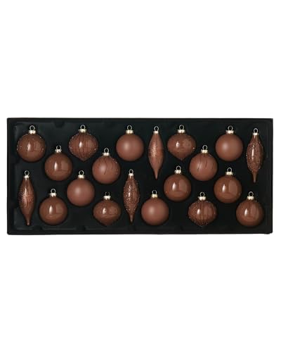Set of 20 Glass Baubles, Espresso
