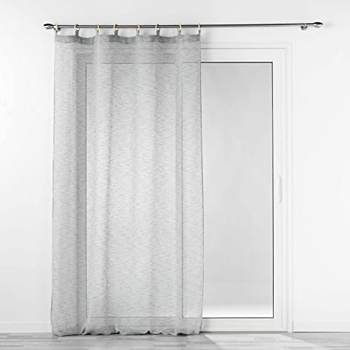 Douceur d'Intérieur, Minalisa Grey Woven Wooden Eyelet Curtain 140 x 240 cm