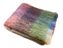 "Biddy Murphy Genuine Irish Angora Mohair & Wool Throw Blanket Imported from Ireland, 72""x54"" Inches, Traditional Celtic Style, Super Soft Feel & Warmth, Plaid Multicolor"