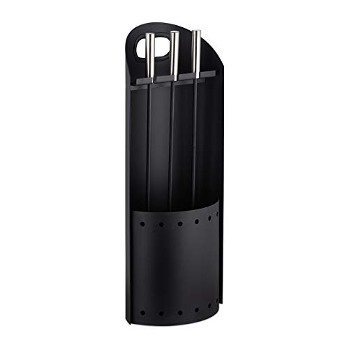 Relaxdays Modern Fireplace Set, 4-Piece Companion Tools, Shovel, Broom, Poker and Stand, Black