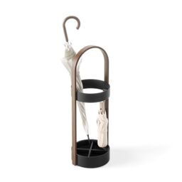 Umbra Bellwood Umbrella Stand, Space-Saving Umbrella Stand, Great for the Front Door/Entryway, Black/Walnut