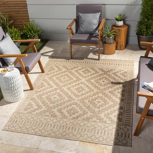 Livabliss Tricia Salema Indoor Outdoor Carpet 160x213 cm, Living Room, Dining & Kitchen, Waterproof, Stain Resistant, Durable Boho Style, Beige