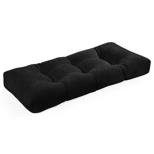 ROFIELTY Bench Cushion 36 Inch, Non-Slip Tufted Bench Cushion for Indoor Furniture for Bay Window, Entryway Bench, Piano Seat (Chenille-Black, 36x14x4)