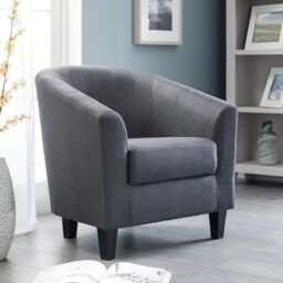 Julian Bowen Hugo Tub Chair, Linen Effect, Grey - H74 x W76 x D70.5cm