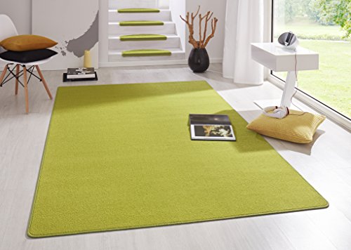 Hanse Home Indoor Rug Fancy - Living Room Rug Plain Modern Velour Rug for Dining Room, Living Room, Children's Room, Hallway, Bedroom, Kitchen - Green, 160 x 240 cm