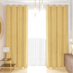 PETTI Artigiani Italiani - Velvet Curtains with Panels for Interior with Rings 2 Pieces 140 x 280 cm, Velvet Curtain for Bedroom and Living Room, Insulating and Modern, Gold, 100% Made in Italy