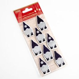 Italian Options 5cm Nordic Santa Christmas Craft Decorations Self Adhesive - (8 pcs) - Navy/Silver