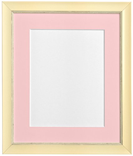 "FRAMES BY POST Nordic Distressed Cream Photo Frame with Pink Mount 16""x12"" Pic Size 12""x8"""
